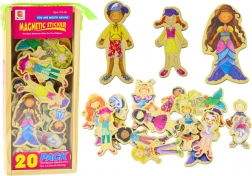 Figurine magnetice din lemn în costume colorate, 20 buc