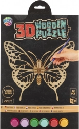 MOXY puzzle 3D din lemn pentru colorat – fluture