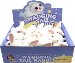 Iepuraș cu mecanism de întindere, mișcă coada 14 cm