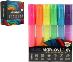 Markere acrilice fluorescente pentru diferite suprafețe, 6 bucăți