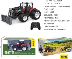 Tractor cu telecomandă cu buldozer 1:24 roșu