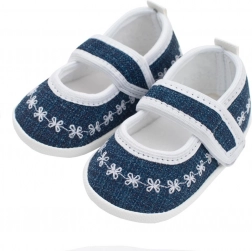botosei pentru bebeluși New Baby din denim, albi, 0–3 luni