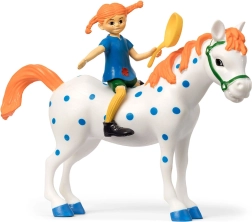 Figurină Pippi Șosețica cu calul Alfonso și tigaie