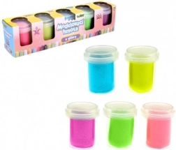 Plastilină cu sclipici 5×56 g în borcănașe