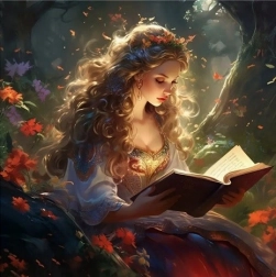 Mozaic cu diamante - prințesă cu carte