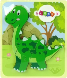 Puzzle din lemn cu dinozaur verde