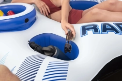 Insulă gonflabilă cu dublu strat pentru 2 persoane cu spătare și compartimente de depozitare