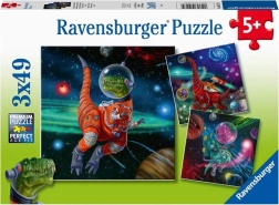 Puzzle RAVENSBURGER dinozauri în spațiu 3×49 piese