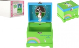 Cutie muzicală de bijuterii din lemn cu unicorn, verde