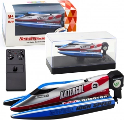 Barcă motorizată controlată de la distanță, albastru-argintiu 14 cm