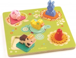 Djeco la fermă – puzzle din lemn cu piese de inserat pentru cei mici