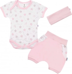 Set de vară din bumbac pentru bebeluș 3 piese New Baby Perfect Summer roz 92