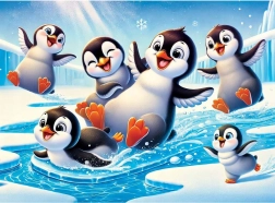 Puzzle din lemn Pinguini veseli WOODEN CITY, 40 piese