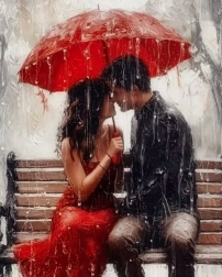 Pictură cu diamante Dragoste pe orice vreme 30 × 40 cm