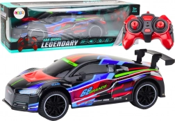 mașină sport RC 1:10 cu lumini LED, viteză 25 km/h, neagră