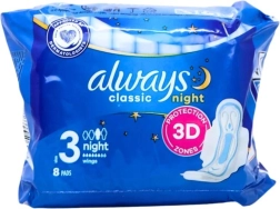 Always Classic Night absorbante igienice de noapte cu aripioare 8 buc