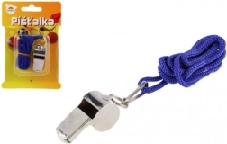 Fluier de metal cu șnur albastru