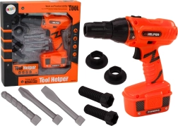 Borma electrică pentru copii cu burghie și șuruburi portocalie