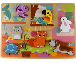 Puzzle Montessori lemn Tooky Toy Animale Acasă