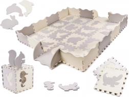 Covoraș educațional din spumă tip puzzle, gri și ecru, 36 piese, 150 × 150 cm