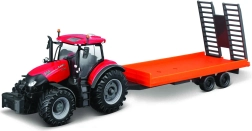 Bburago farm tractor cu remorcă 10 cm – CASE IH Optum CVX 300 cu trailer cu platformă joasă