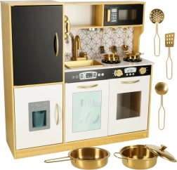 Bucătărie din lemn pentru copii cu frigider și tablă LULILO