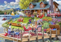 Puzzle Cabana Montană lângă Lac 1000 de Piese Bluebird