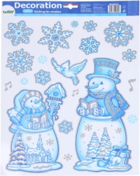 Decorațiune pentru fereastră Oameni de zăpadă 41 × 29 cm – Crăciun