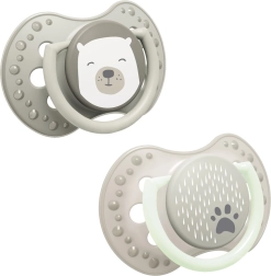 LOVI Suzeta cu mini scut din silicon dinamic BUDDY BEAR 0-2 luni, 2 buc