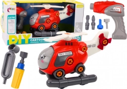 Elicopter de montat cu șuruburi pentru copii – roșu