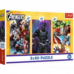 Puzzle 3x80 Zile de Acțiune - Disney Marvel Avengers