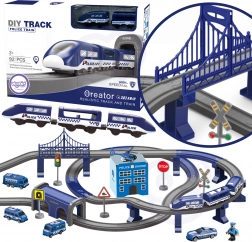 Circuit feroviar polițienesc electric cu mașini, 92 piese, 300 cm
