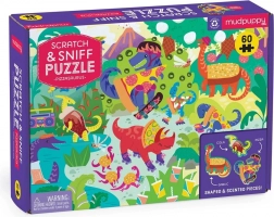 Puzzle pentru copii Pizzasaurus cu parfum de la Mudpuppy, 60 piese