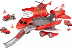 Stație de pompieri cu vehicule și elicopter