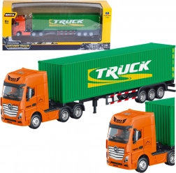 Camion cu remorcă container Huina verde 1:50