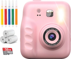 Aparat foto digital pentru copii cu imprimare instantanee Renew Force, roz
