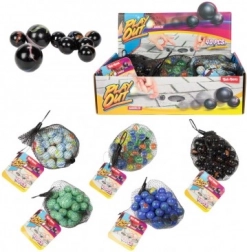 Set de bile de sticlă 40 bucăți în culori diferite în plasă