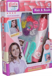 Instrument de înșirat mărgele pentru păr cu accesorii