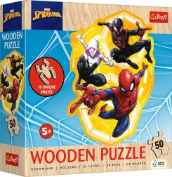 Puzzle din lemn cu forme neregulate SPIDER-MAN, 50 de piese (19,7 × 26,6 cm)