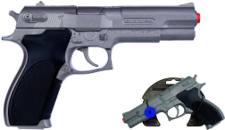 Pistol de poliție din metal argintiu mat, 8 focuri