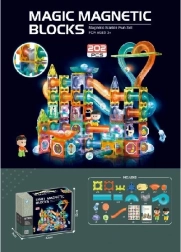 Set de construcție 3D magnetică cu lumină, 202 piese