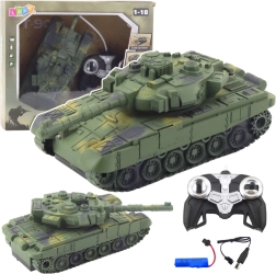 Tanc RC T-90 1:18 verde cu lumini și sunete