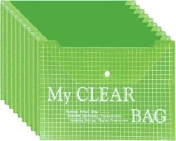 Plic transparent pentru documente A4 cu capsă, verde (20 buc)