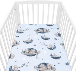 Cearșaf din bumbac pentru pătuț NEW BABY Teddy Bear in Space 120 × 60 cm