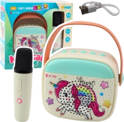 Set karaoke pentru copii cu unicorn și microfon Bluetooth