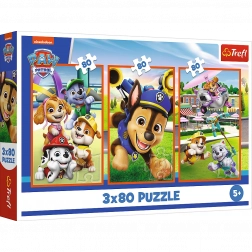 Puzzle 3x80 Echipa cățelușilor Patrula cățelușilor