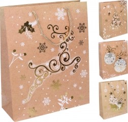 Pungă cadou M 26 × 32 × 10 cm motive de Crăciun