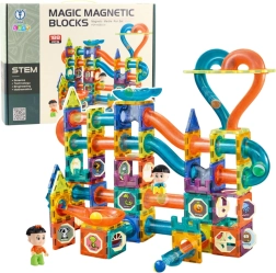 Set de construcție magnetic cu pistă pentru bile 188 piese MAGIC MAGNETIC BLOCKS