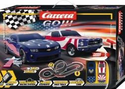 Pistă de mașinuțe Carrera GO Street Legends 1:43 cu looping și muscle cars americane