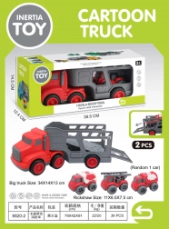 set de vehicule camion de remorcare cu mașinuțe de pompieri